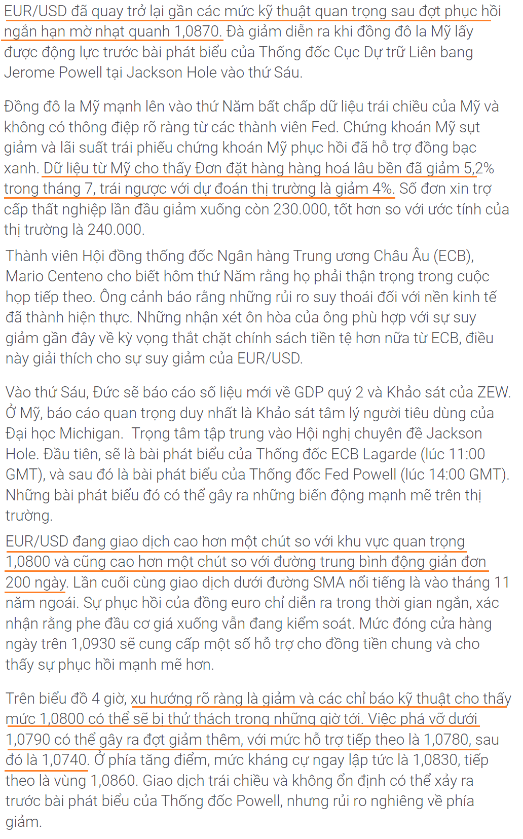 Thị trường EURUSD