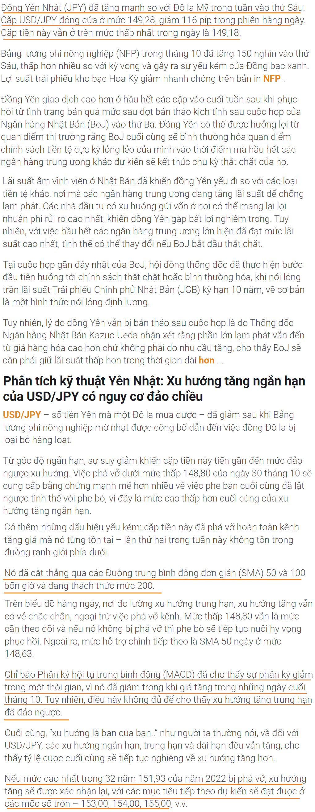 Thị trường USDJPY