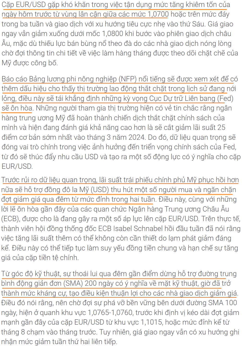 Thị trường EURUSD