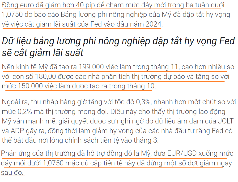 Thị trường EURUSD