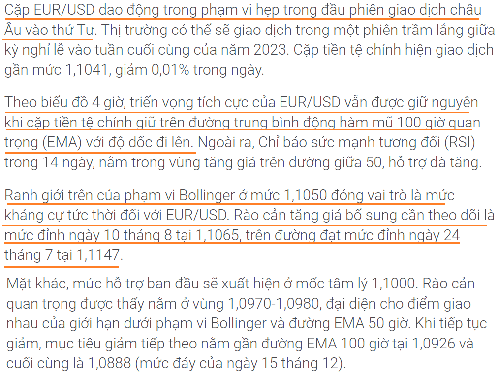 Thị trường EURUSD