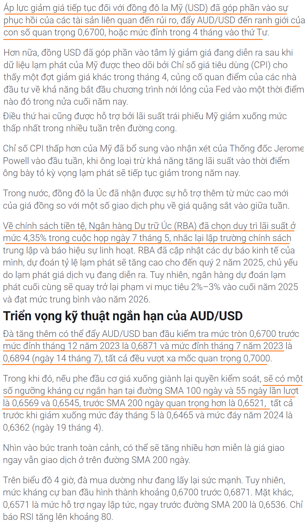 Thị trường AUDUSD