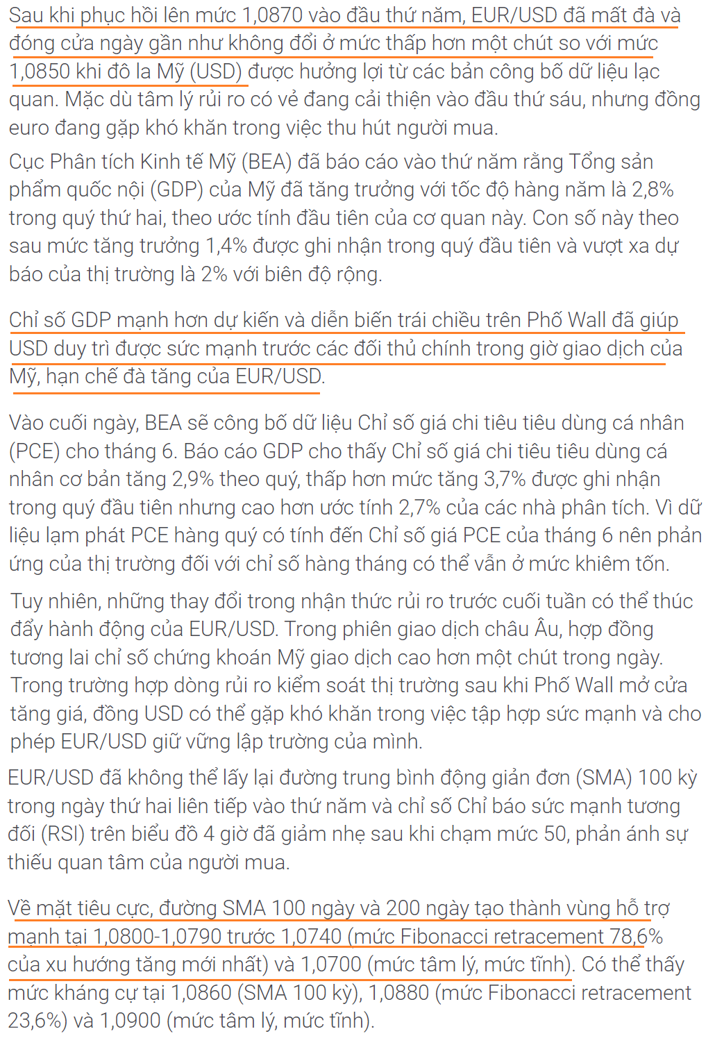 Thị trường EURUSD