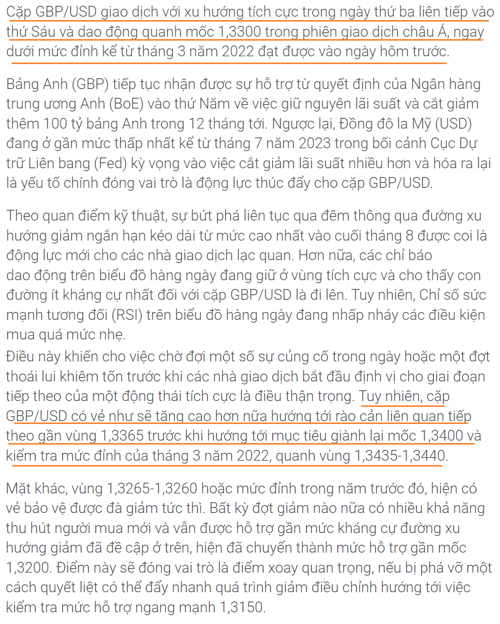 Thị trường GBPUSD