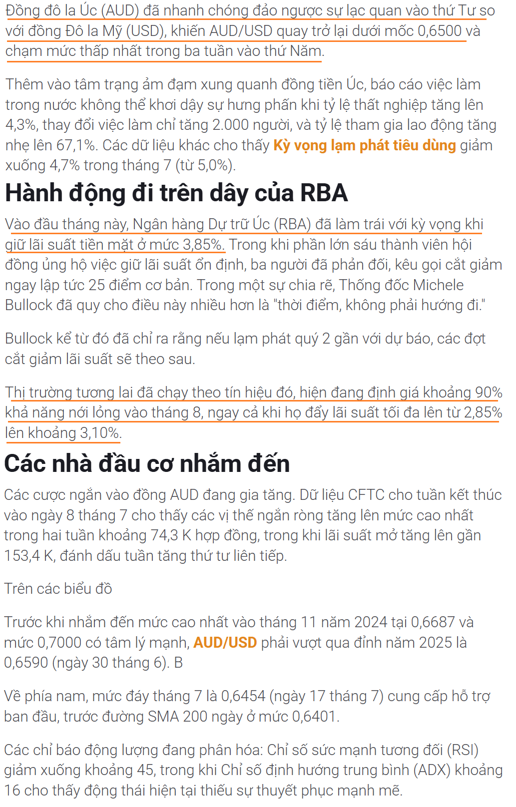 Thị trường AUDUSD