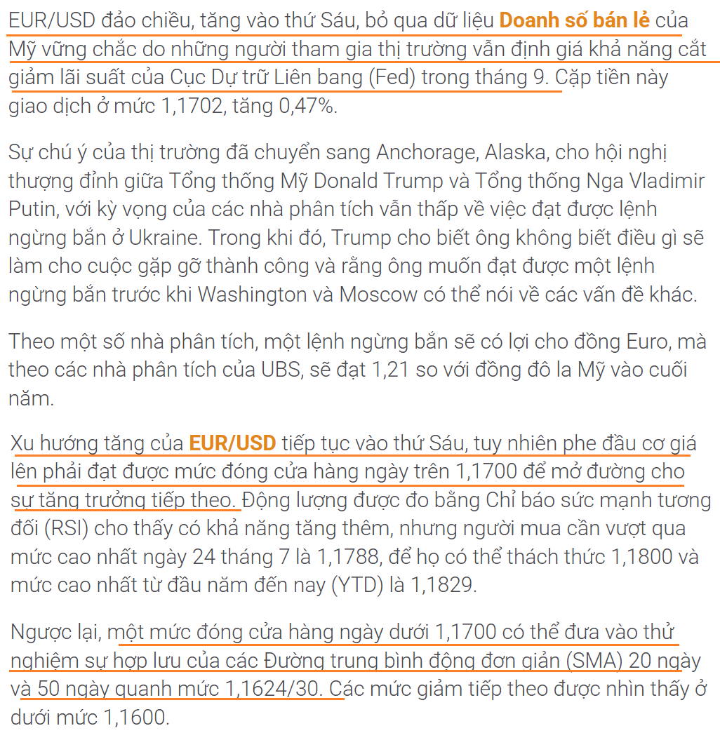 Thị trường EURUSD