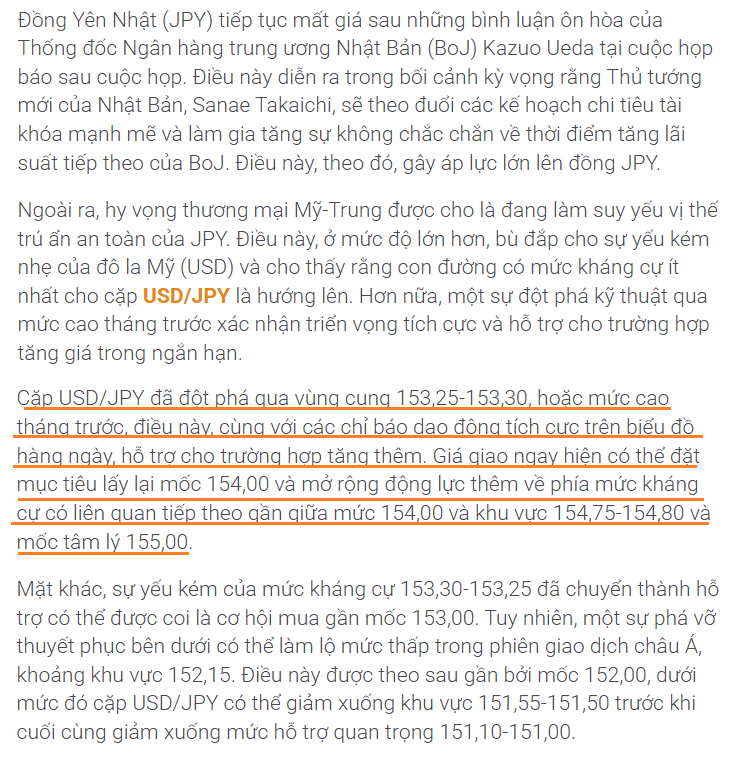 Thị trường USDJPY